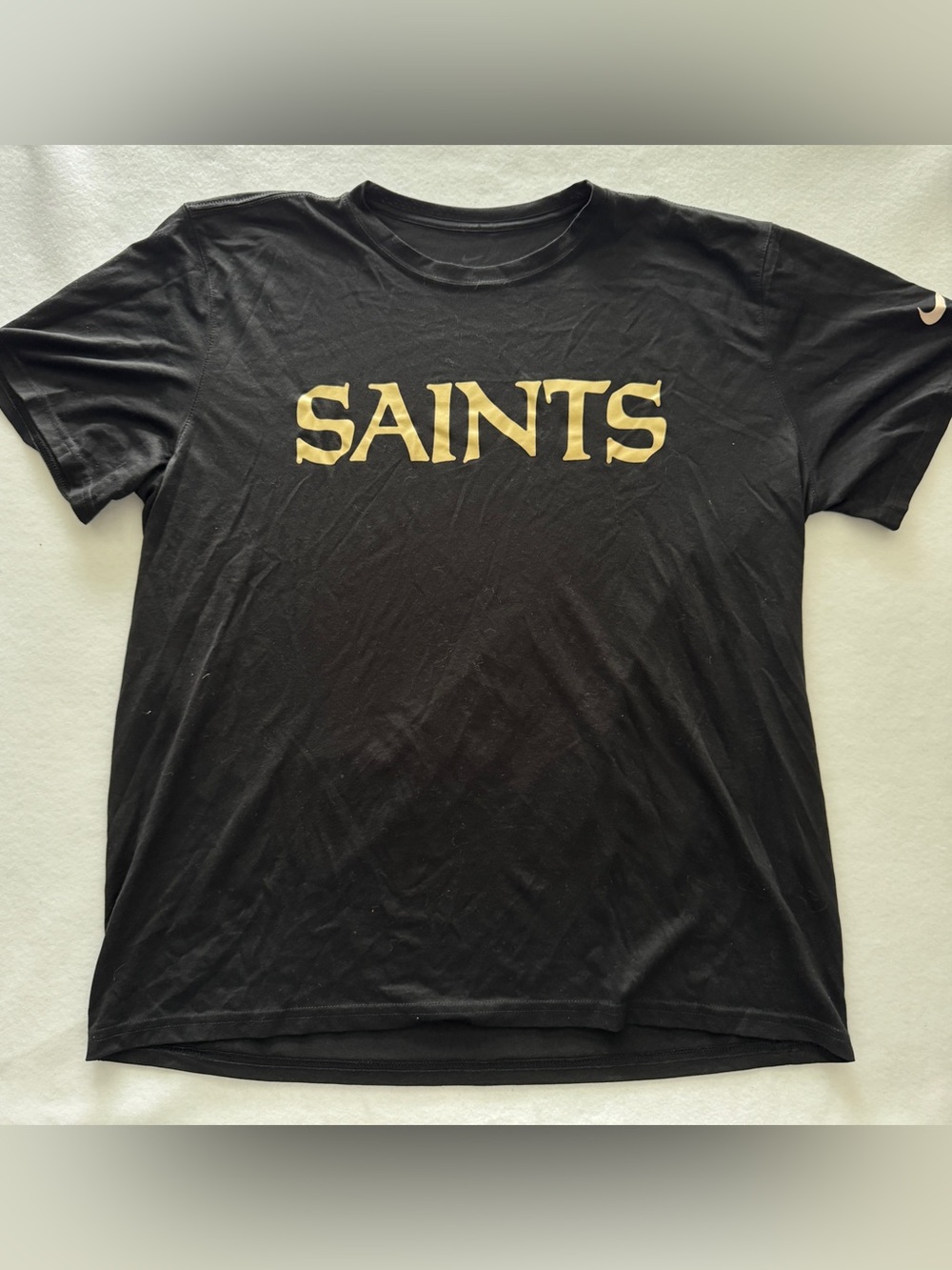 NIKE New Orleans Saints NFL T-Shirt Authentic Nike Game Day Tee Black Size XL